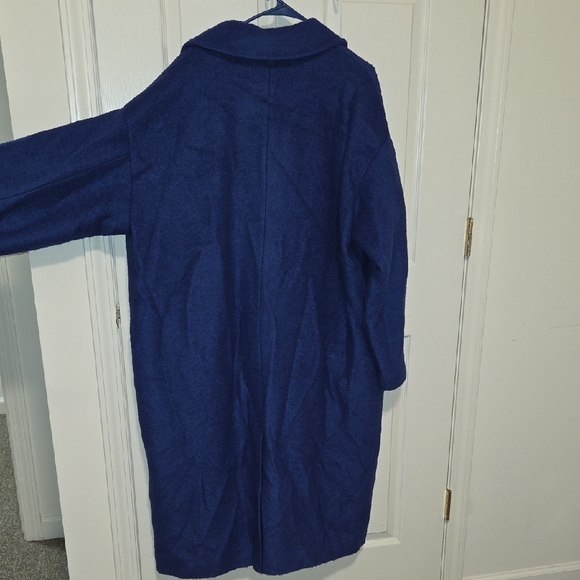Vero Moda Curve Blue Long Wool Coat - Picture 3 of 6